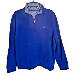 Nautica Sweatshirt Men's M  Blue Quarter-Zip Pullover Casual Preppy Pre-owned